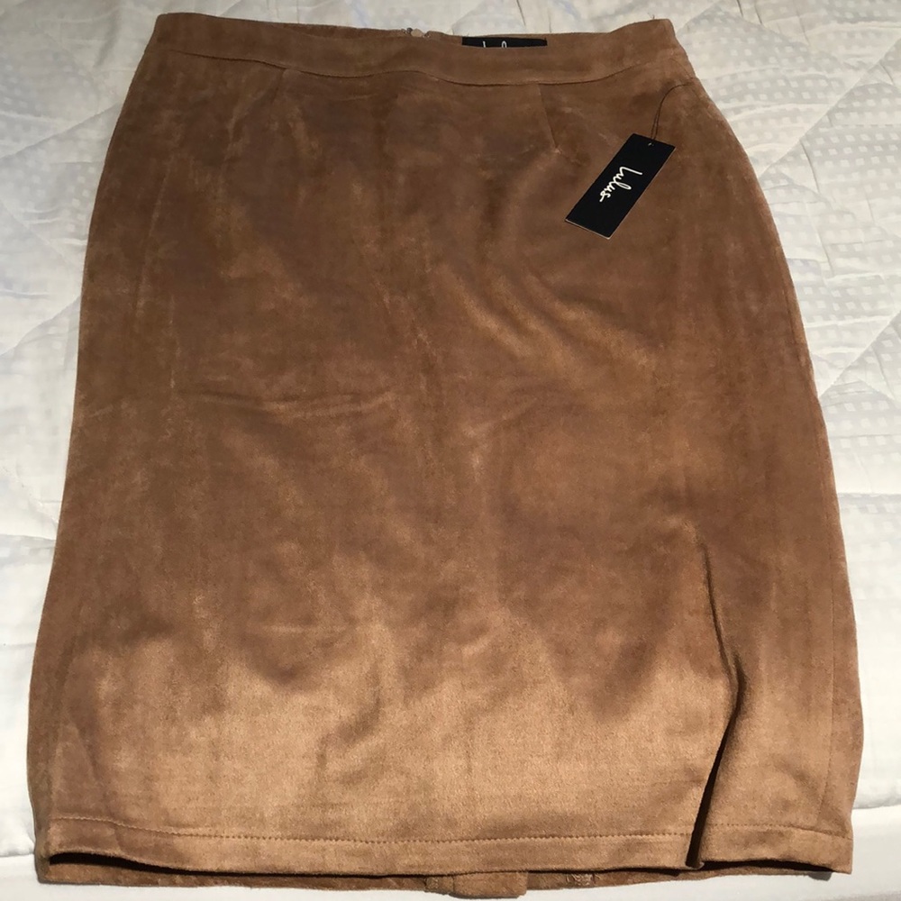 Tan suede pencil skirt